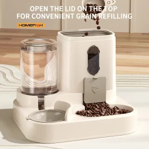 “2-in-1 Cat Food Dispenser – Automatic Integrated Food & Water Feeder with Cute Water Dispenser”