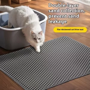 Cat Litter Mat 2-Layer Design Premium Sand Trapping Technology Waterproof Base Non-Slip Pet Floor Protector for Indoor Kittens